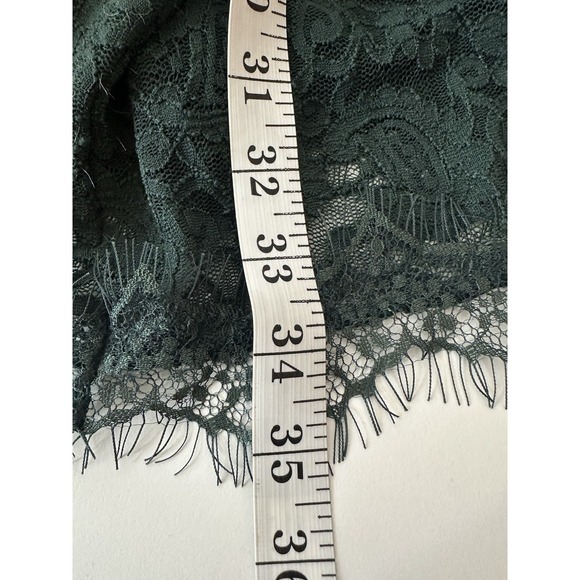 Free People Dress Women's Small Mini Dark Green Lace Faux Wrap Long Sleeve Sheer - Picture 9 of 11